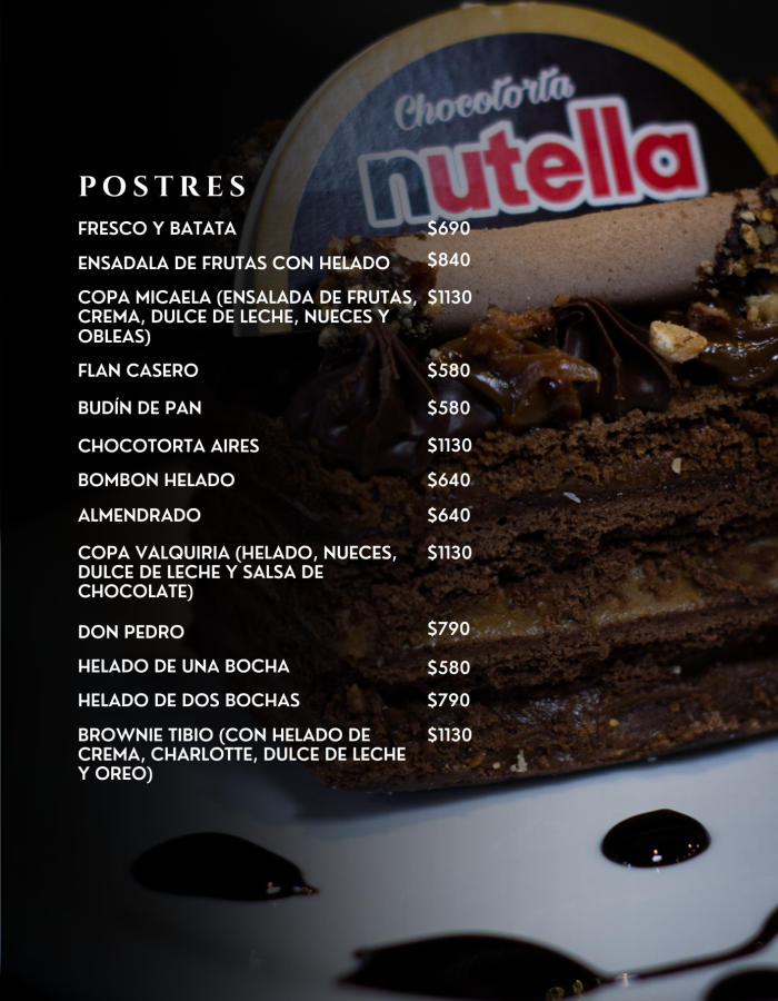 MENU POSTRE AIRES