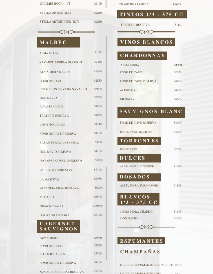 menu bebidas aires belgrano